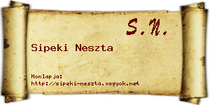 Sipeki Neszta névjegykártya